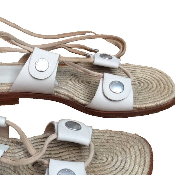 RAG & BONE EVELYN SANDALS WOMENS 36 US 6 7 WHITE LEATHER TIE UP 9.25" - Picture 1 of 16